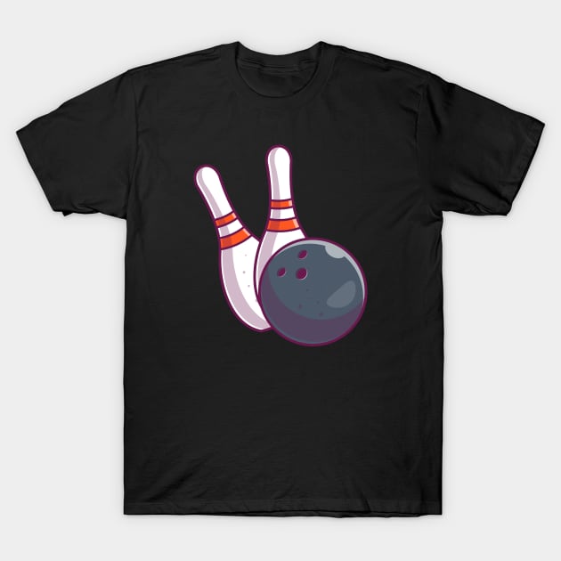 Bowling pins with bowling ball cartoon T-Shirt by Catalyst Labs